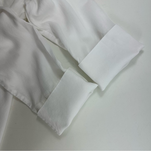 Cloth & Stone Relaxed White Button Up Shirt Women’s Medium 3/4 Sleeve Hi-Low - Picture 8 of 8